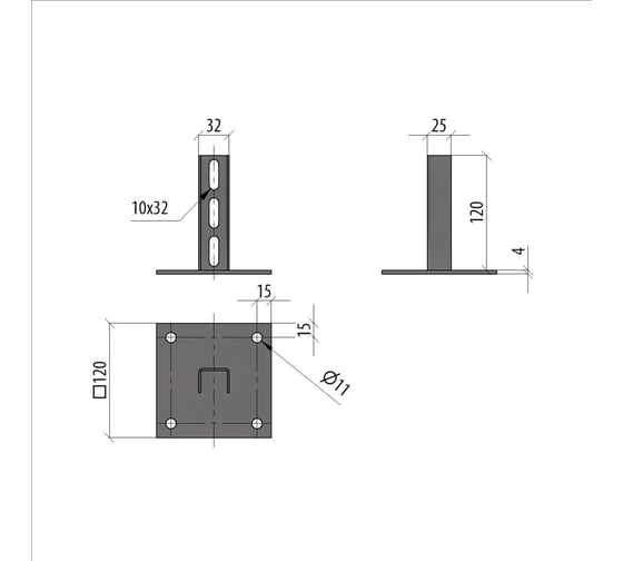 Основание потолочной стойки Система КМ INOX304 LO6280 OUPT INOX304