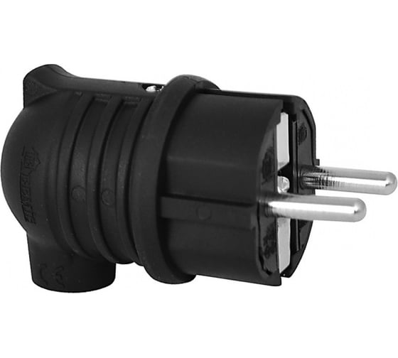 Кабельная угловая каучуковая вилка 220В, 16А, с з/к, IP44, черная BEMIS BK1-1402-2022 8698523920220