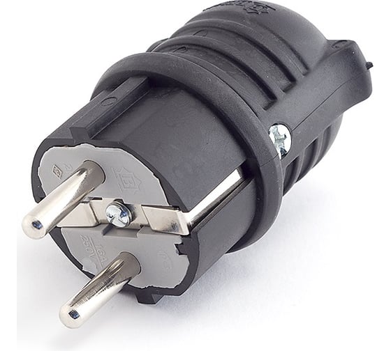 Кабельная угловая каучуковая вилка 220В, 16А, с з/к, IP44, черная BEMIS BK1-1402-2022 8698523920220