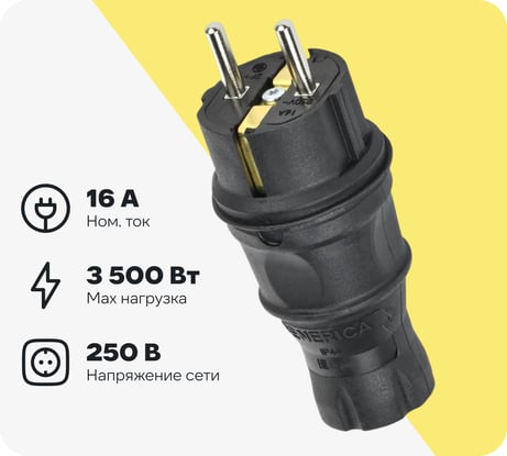 Прямая вилка GENERICA 16а ip44 черная EVK20-016-01-44-K02-G
