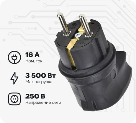 Вилка с боковым вводом GENERICA 16а ip44 черная EVK21-016-01-44-K02-G