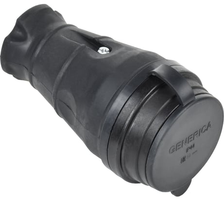 Переносная розетка GENERICA с защитной крышкой 16а ip44 черная ERK20-016-01-44-K02-G