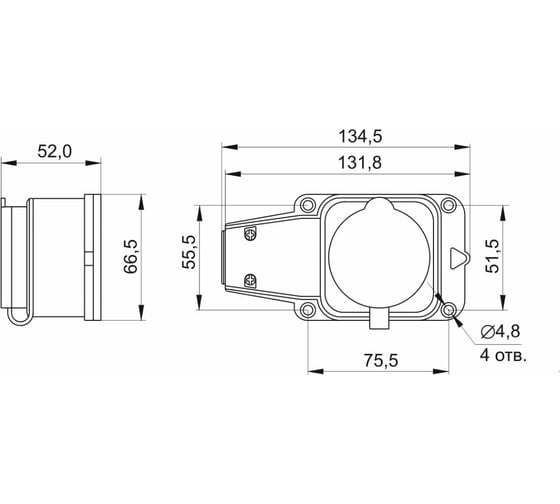 Розетка (колодка) GENERICA с защитной крышкой 16а ip44 черная ERK10-016-01-44-K02-G