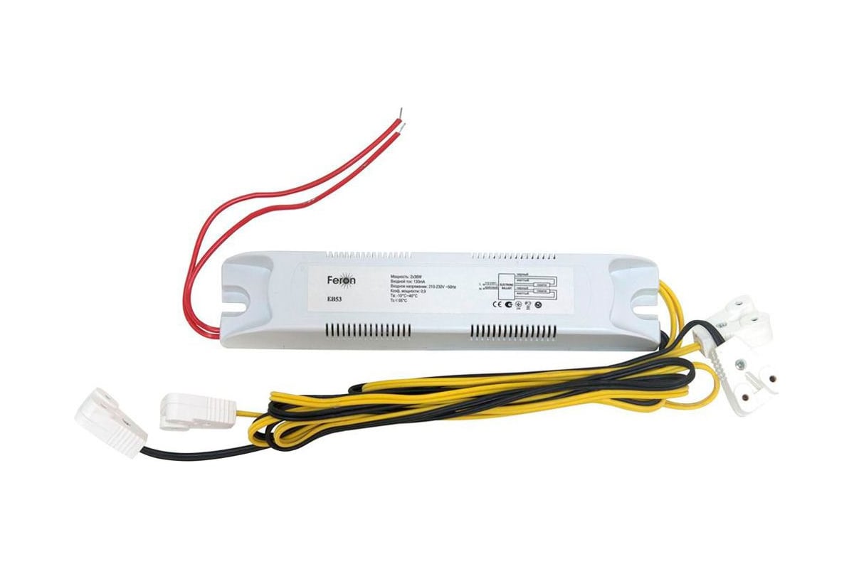 Электронный ПРА FERON EB53 136W T8/G13 230V 164х32х22мм с патронами и ...