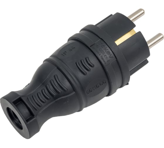 Прямая вилка TOKOV ELECTRIC 16а с заземл. каучук TKE-C05-KV-Z