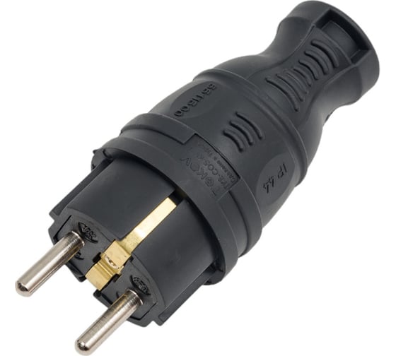 Прямая вилка TOKOV ELECTRIC 16а с заземл. каучук TKE-C05-KV-Z