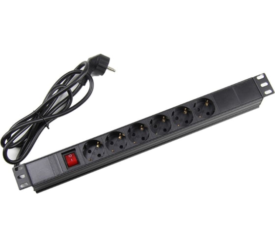 Блок розеток Wize Pro WPDU1U-6 19", 19 дюймовое крепление, 6 розеток 136889