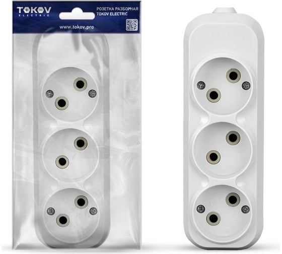 Колодка удлинителя TOKOV ELECTRIC 3-м 10а без заземл. абс-пластик бел. TKE-C01-KU3