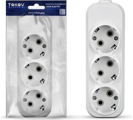 Колодка удлинителя TOKOV ELECTRIC 3-м 16а с заземл. абс-пластик бел. TKE-C01-KU3-Z