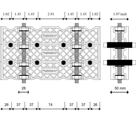 Кабельный блок Dutchclamp полиамидный, 12-32 мм для 4-х кабелей Unifix-IM-4x12-32