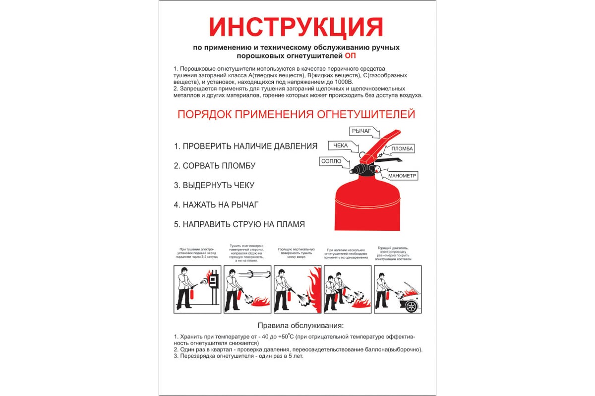 Инструкция по использованию огнетушителей