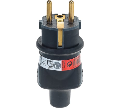 Вилка Legrand 2К+3 серия Элиум 16 А резина винтовой зажим чёрный 050196