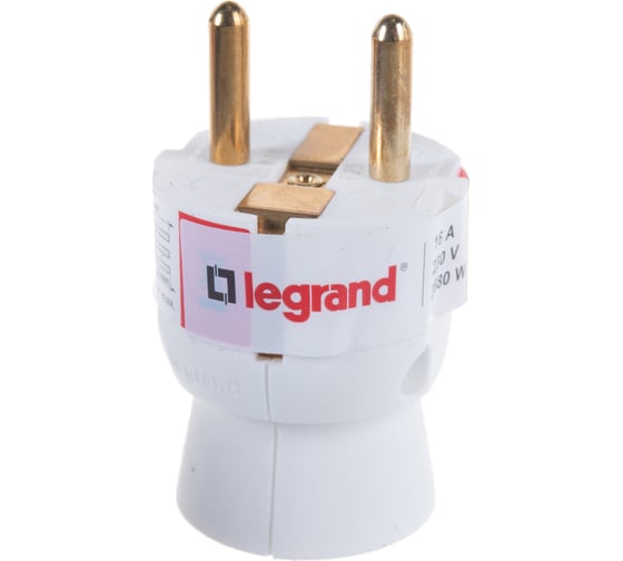 Вилка Legrand 2К+3 серия Элиум 16 А пластик прямой ввод белый 050187