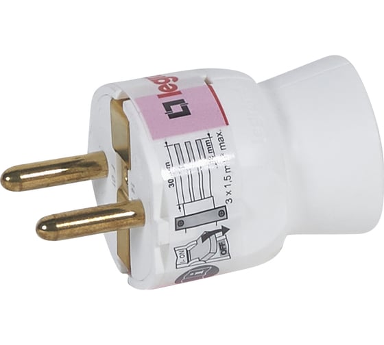 Вилка Legrand 2К+3 серия Элиум 16 А пластик прямой ввод белый 050187