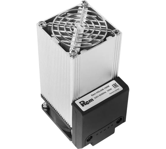 Нагреватель Rem 182x85x85 мм ВхШхГ, 100Вт, на DIN-рейку, для шкафов, 220V, серый, с вентилятором HGL046-100W 1