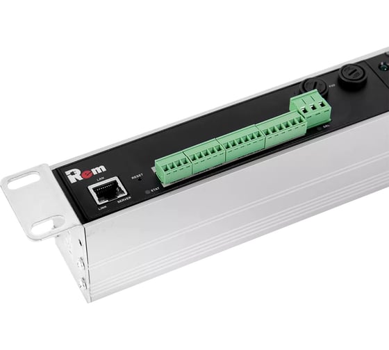 Блок силовых розеток Rem, Shuko х 2, IEC 60320 С19x2, вход колодка, 45x484x60 мм (ВхШхГ), 32А, без шнура, алюминий, с мониторингом R-MC1-32-2S-2C19-440-K