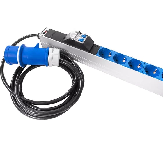 Блок силовых розеток Rem -32, вертикальный, неуправляемый, IEC 60320 С13, IEC 60320 С19x16, Shuko х 10, вход IEC 309, шнур 3 м, 1463мм, однофазный 32А, автомат + индикатор, алюминий R-32-10S-12C13-4C19-A-I-1420-3-2P