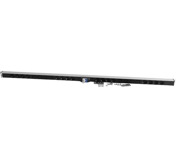 Блок силовых розеток Rem -32, вертикальный, неуправляемый, Shuko х 16, IEC 60320 С19x8, вход колодка, 19", 1438мм 32А, автомат + индикатор, алюминий, без шнура R-32-2x(8S-4C19-A-I)-1420-K 1
