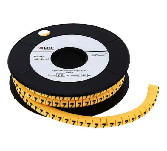 Кабельный маркер EKF 6.0кв.мм 2, 500ед, ЕС-3, 350 шт plc-KM-6-2
