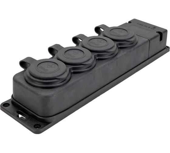 Розетка MasterProf колодка на 4 гнезда с заземляющим контактом, каучук, 16a, ip44, 250v ЭТ.130016