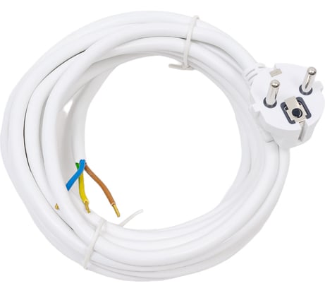 Электрический шнур с вилкой REXANT пвс 3x1,5 мм2 5м (белый) 11-1329