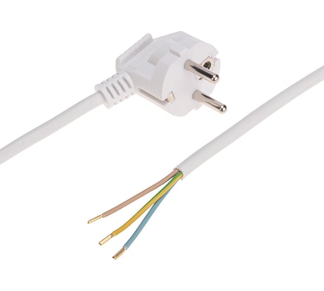 Электрический шнур с вилкой REXANT пвс 3x1,0 мм2 5м (белый) 11-1321