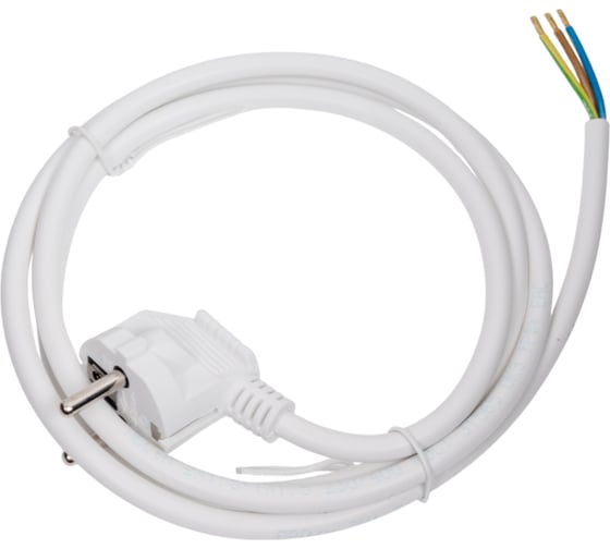 Электрический шнур с вилкой REXANT пвс 3x1,5 мм2 1,5м (белый) 11-1323 1