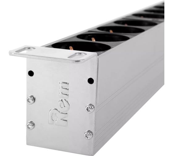 Блок силовых розеток Rem -32, вертикальный, неуправляемый, IEC 60320 С13x10, IEC 60320 С19x5, вход колодка, 19", 1436мм 32А, автомат + амперметр, алюминий, 2 контура, IP20 R-32-2x(10C13-5C19-A-Am)-1420-K