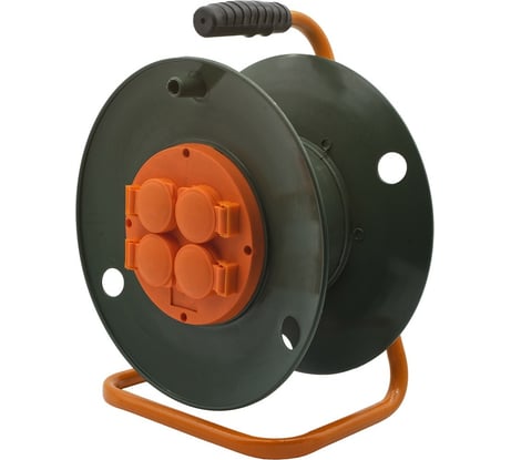 Катушка без провода GLANZEN 4 штепсельных гнезда, с заземлением, Ф300мм ЕК-06-300 00-00002786