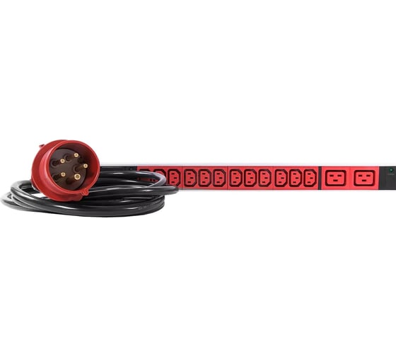 Блок силовых розеток Rem -MC, IEC 60309 C13x36, IEC 60320 С19x6, вход IEC 320 309 3PN, шнур 3 м, 1863x45x60 мм (ВхШхГ), 16А, для шкафов, алюминий R-MC8-3x16-36C13-6C19-MI-1820-3-3PN 1