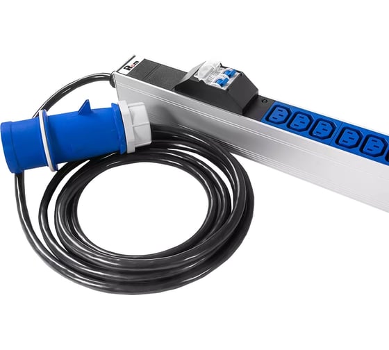 Блок силовых розеток Rem -MC, IEC 60309 C13x36, IEC 60320 С19x6, вход IEC 320 309 3PN, шнур 3 м, 1863x45x60 мм (ВхШхГ), 32А, для шкафов, автомат, алюминий, с контроллером R-MC1-32-36C13-6C19-A-MI-1820-3-2P