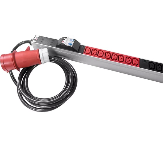 Блок силовых розеток Rem -MC, IEC 60309 C13x36, вход IEC 320 309 3PN, шнур 3 м, 1463x45x60 мм (ВхШхГ), 16А, для шкафов, алюминий, с контроллером R-MC8-3x16-36C13-MI-1420-3-3PN 1