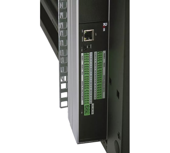 Блок силовых розеток Rem -MC, IEC 60309 C13x36, вход IEC 320 309 3PN, шнур 3 м, 1463x45x60 мм (ВхШхГ), 16А, для шкафов, алюминий, с контроллером R-MC8-3x16-36C13-MI-1420-3-3PN