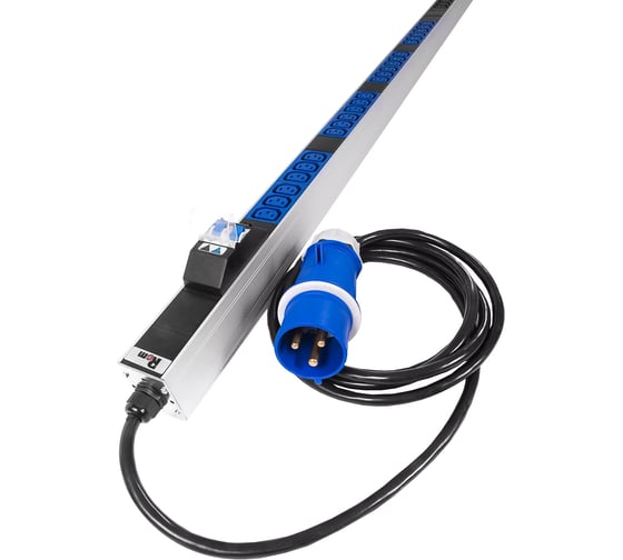 Блок силовых розеток Rem -MC, IEC 60309 C13x48, вход IEC 320 309 3PN, шнур 3 м, 1863x45x60 мм (ВхШхГ), 32А, для шкафов, автомат, алюминий, с контроллером R-MC1-32-48C13-A-MI-1820-3-2P