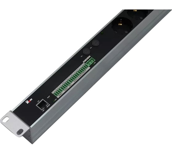 Блок силовых розеток Rem, IEC 60320 С13x12, IEC 60320 С19x4, вход колодка, 1463x45x60 мм (ВхШхГ), 32А, автомат, алюминий, с мониторингом R-MC1-32-4x3C13-2x2C19-A-1420-K