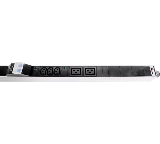 Блок силовых розеток Rem, IEC 60320 С13x12, IEC 60320 С19x8, вход колодка, 1863x45x60 мм (ВхШхГ), 32А, автомат, алюминий, с мониторингом R-MC1-32-4x3C13-4x2C19-A-1820-K