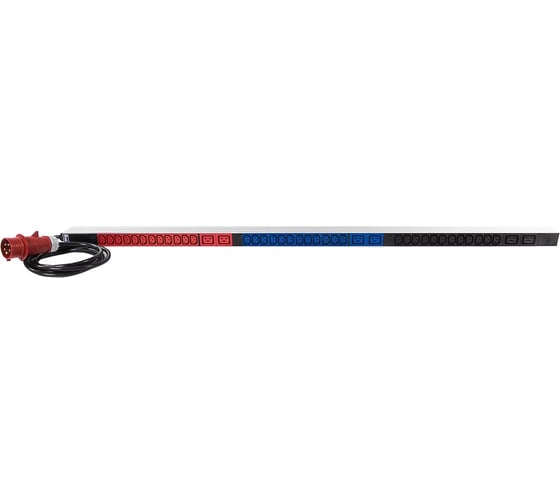 Блок силовых розеток Rem -MC, IEC 60309 C13x24, IEC 60320 С19x6, вход IEC 320 309 3PN, шнур 3 м, 1463x45x60 мм (ВхШхГ), 16А, для шкафов, алюминий, с контроллером R-MC8-3x16-24C13-6C19-MI-1420-3-3PN 1