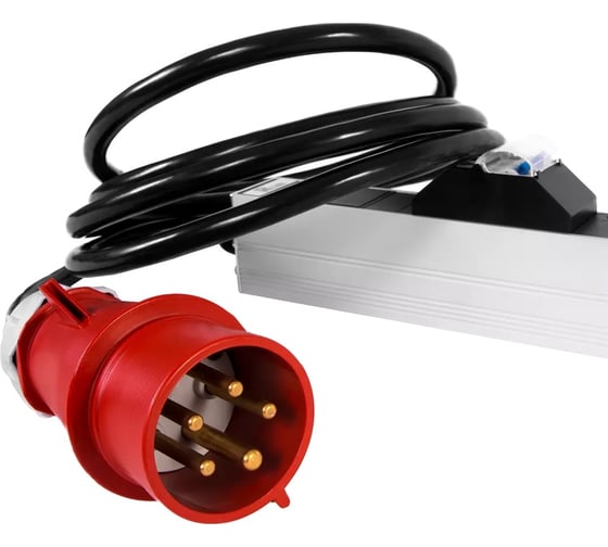 Блок силовых розеток Rem -3x16, вертикальный, неуправляемый, IEC 60320 С13x48, вход IEC 320 309 3PN, шнур 3 м, 1463мм, трехфазный 16А, индикатор, алюминий R-3x16-48C13-I-1420-3-3PN 1