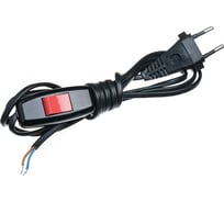 Сетевой шнур СПб УПП-5 с вилкой и проходным выключателем LEZARD, Красная кнопка, ШВВП, 2x0,5 черный 1,7м 99928668