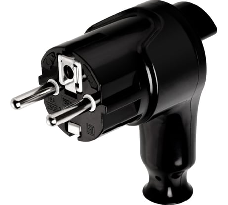 Угловая вилка TDM ELECTRIC c/з черная с кнопкой извлечения из сети 16а 250в SQ1806-0399