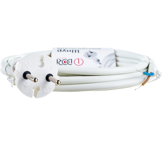 Шнур DORI ПВС 2х0,75 с вилкой 3,0 м белый 41450