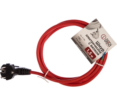 Шнур DORI ПВС 3х1,0 с вилкой 1,5 м красный 41788