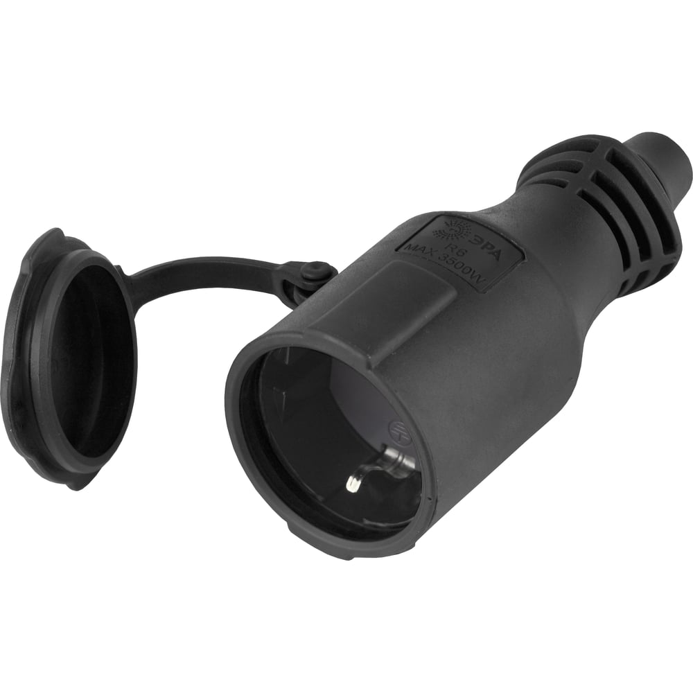 Кабельная розетка ЭРА R6B IP44 каучук c/з 16A черная Б0019195 ...