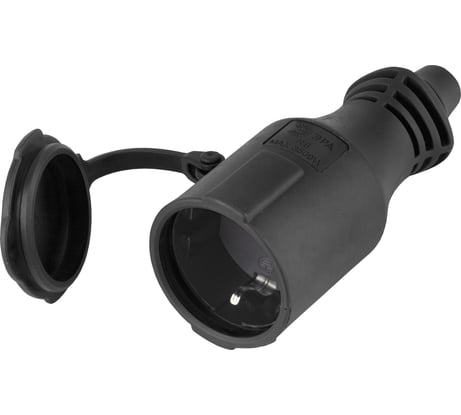 Кабельная розетка ЭРА R6B IP44 каучук c/з 16A черная Б0019195