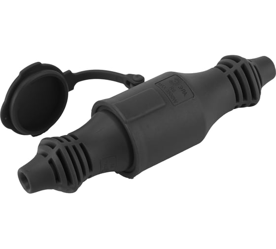 Кабельная розетка ЭРА R6B IP44 каучук c/з 16A черная Б0019195