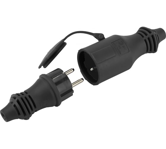 Кабельная розетка ЭРА R6B IP44 каучук c/з 16A черная Б0019195