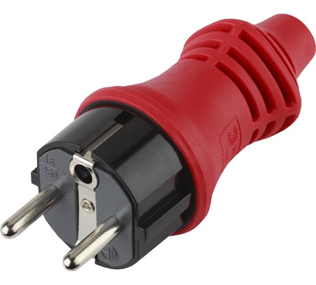 Вилка ЭРА V6R IP44 каучук c/з 16A красная Б0019194