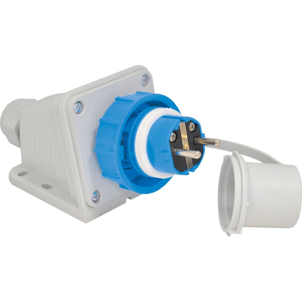 Кабельная настенная угловая вилка TP Electric синий 16a/240в/2p+e/ip68 ...