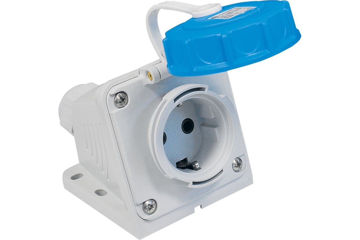 Кабельная настенная угловая розетка TP Electric синий 16a/240в/2p+e ...