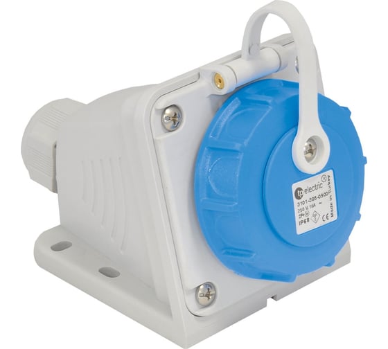 Кабельная настенная угловая розетка TP Electric синий 16a/240в/2p+e/ip68 3101-385-0900